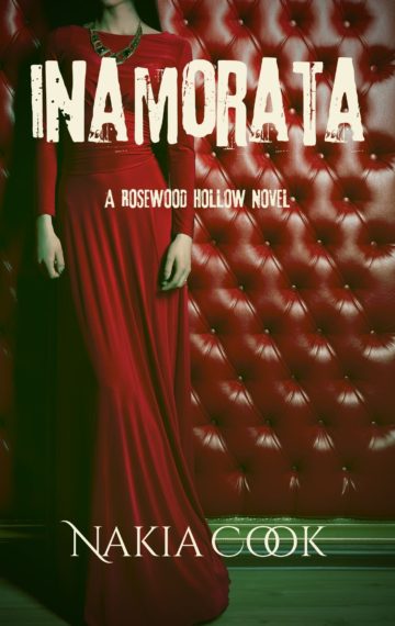 Inamorata book cover with ominous-looking woman wearing red dress